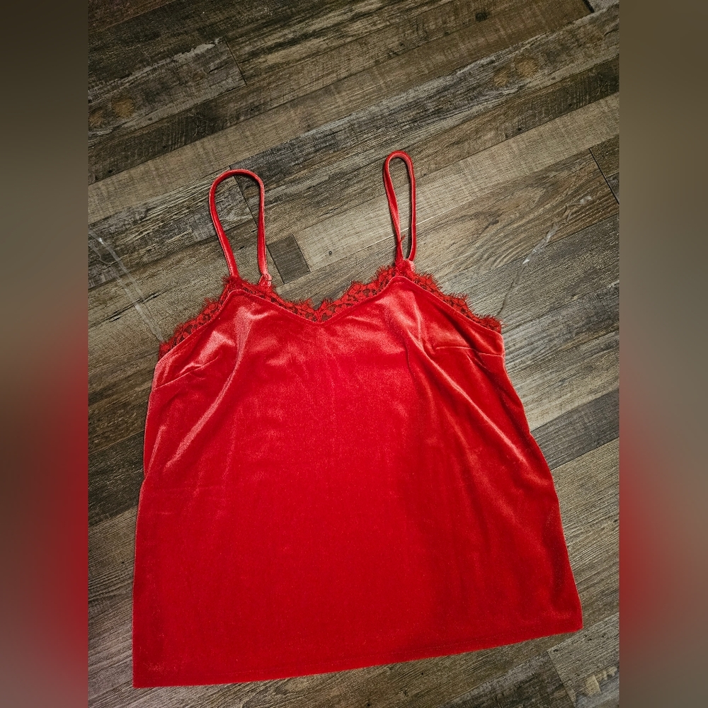 Velvet Lace Trim Tank